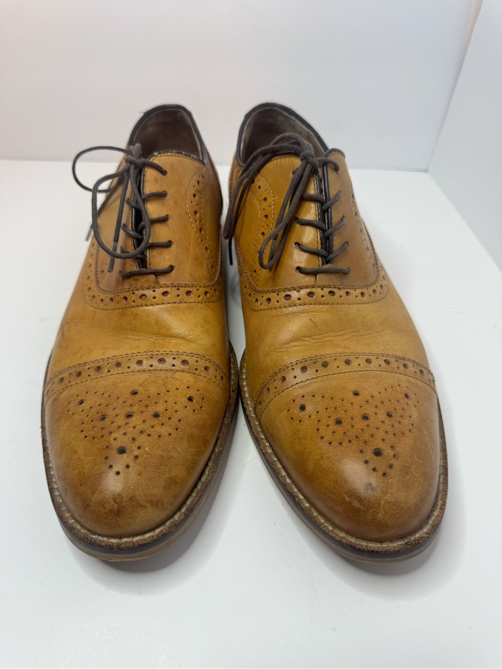 Aston Grey Kobe Brown Leather Oxford Brogues Men's Size 10